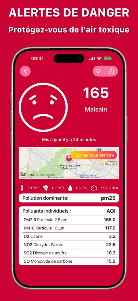 Air malsain, clairement signalé