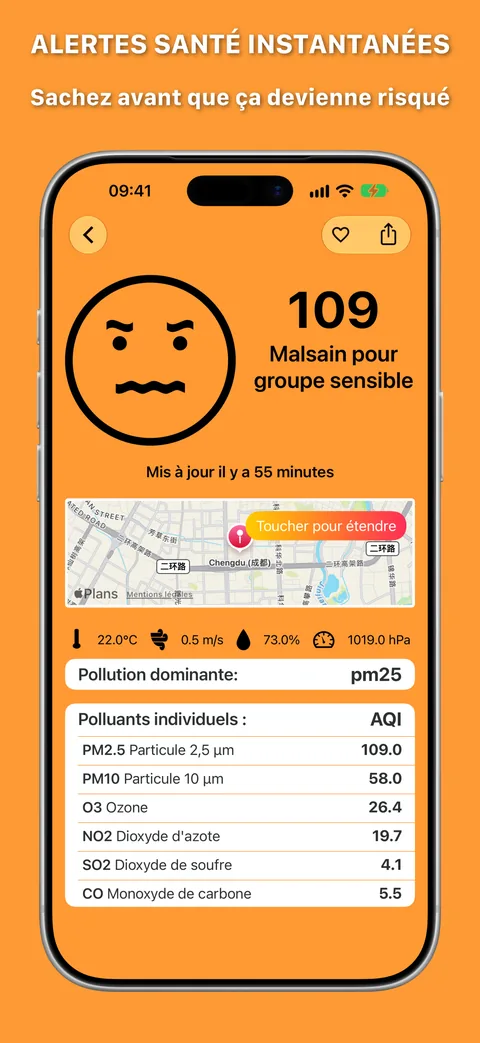 Chaque polluant, station la plus proche