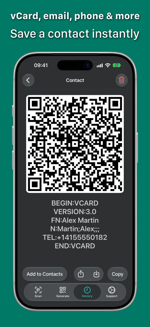 Save a contact instantly